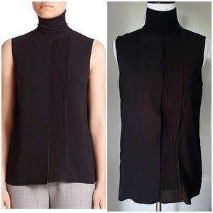 Vince Lasercut Sleeveless Turtleneck Blouse